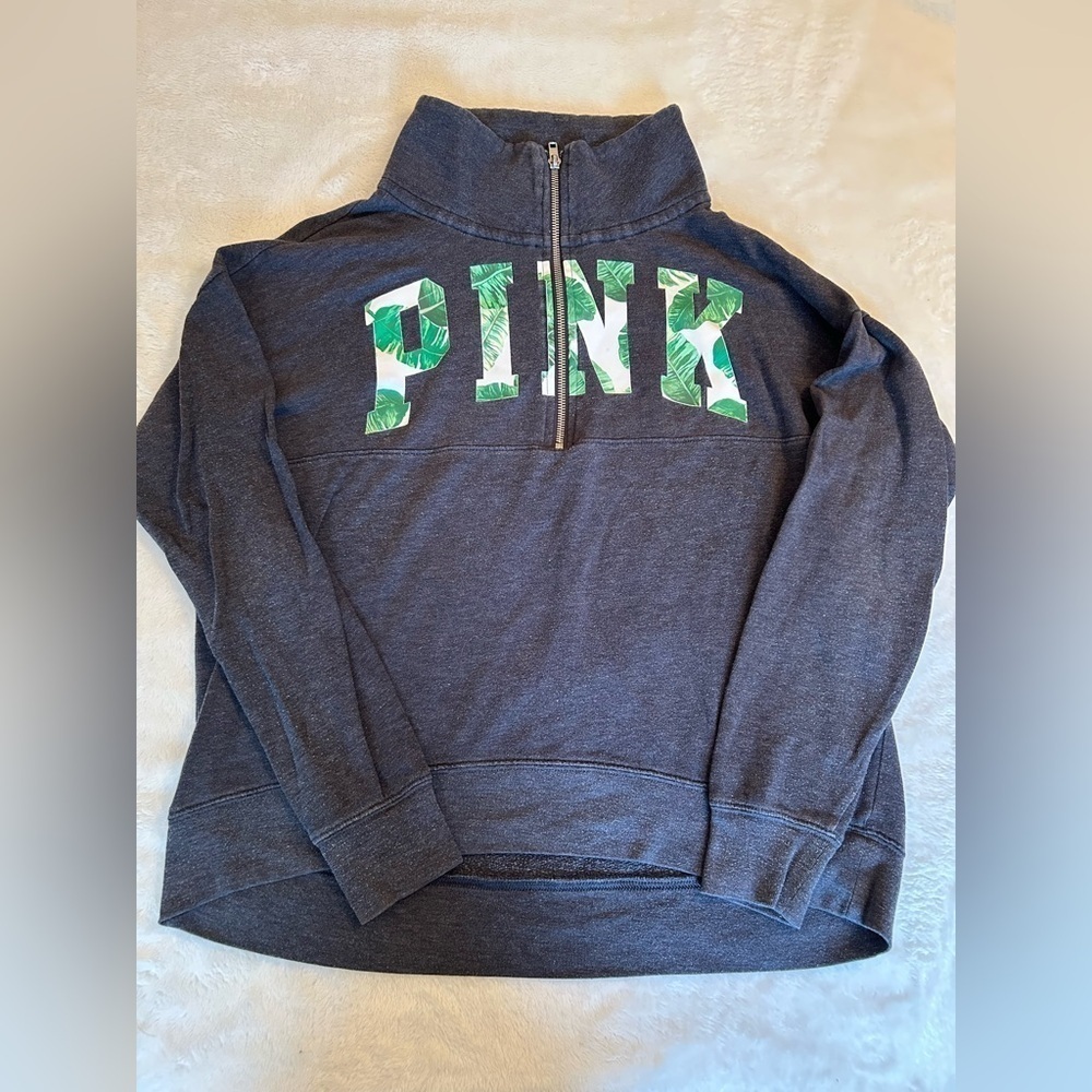 PINK Victoria's Secret Grey Tropical Print Sweater